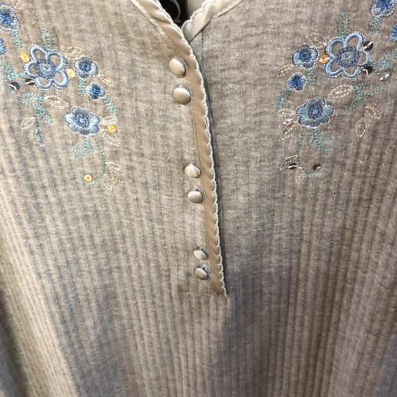 Flat back Rib Nightshirt With Floral Embroidery & Sequin Appliqué - Picture 3 of 4